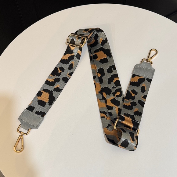 Handbags - Adjustable Leopard Print Purse Strap with Gold Accents